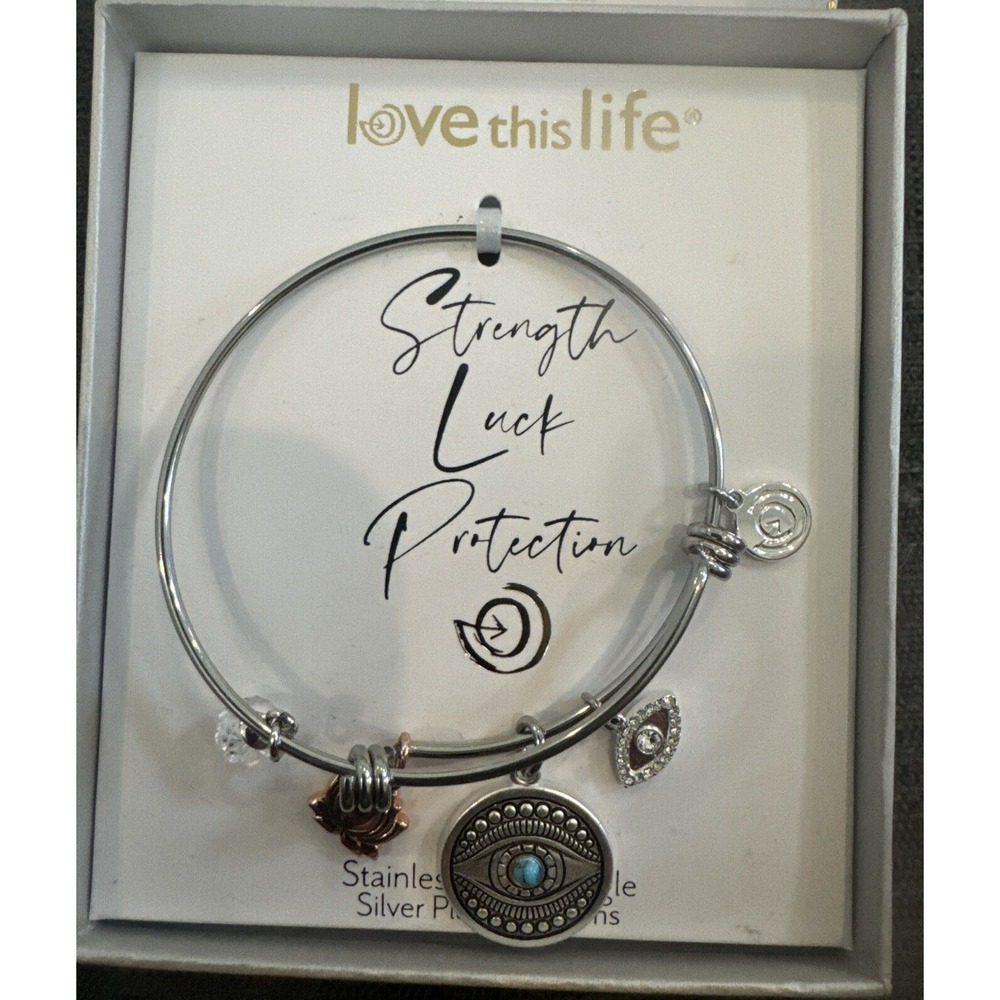 Love This Life, Strength,‎ Luck, Protection Charm Bangle Bracelets New
